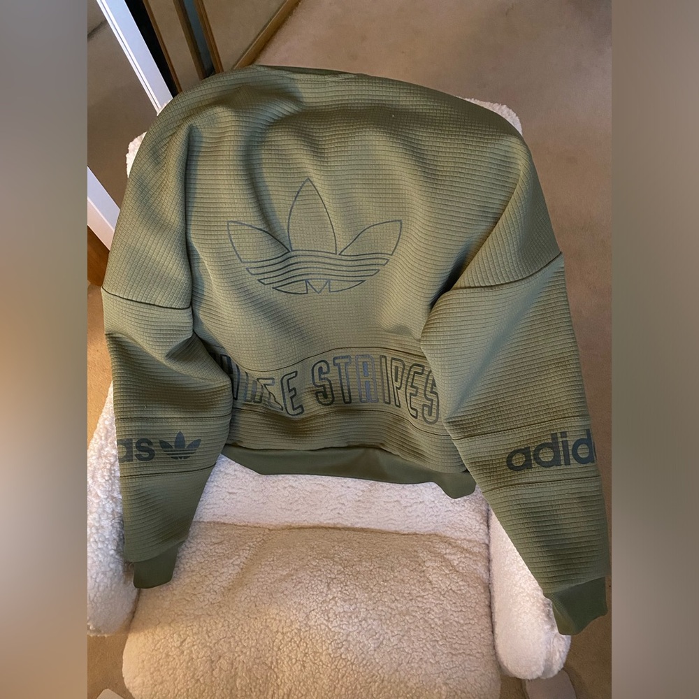 Adidas green bomber ribbed jacket